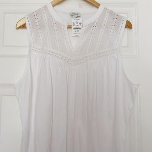 NWT J Crew Factory White Eyelet Tank Top Size Large
